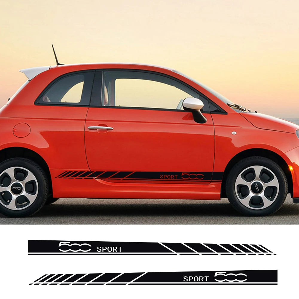 2Pcs Car Side Stripes Decal for 500 