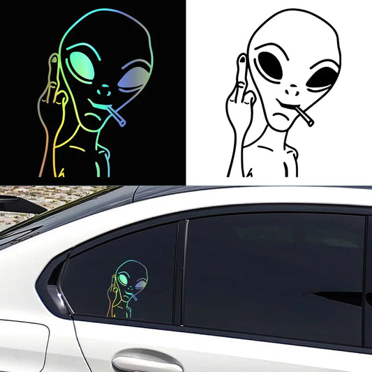 Alien Smoking Car Sticker