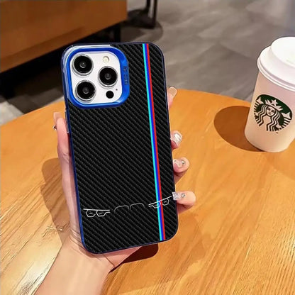 Custodia per iPhone in fibra di carbonio con luci per auto