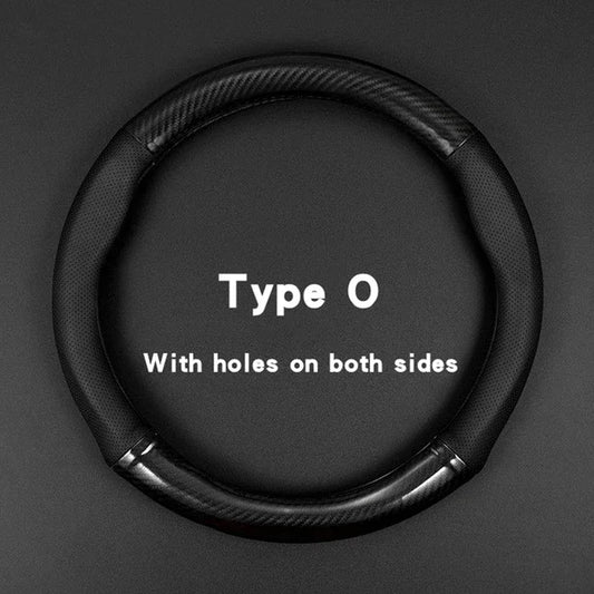 Red and Black Leather Steering Wheel Cover