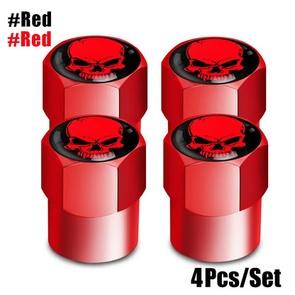 4Pcs/Set Skull Tire Valve Stem Caps