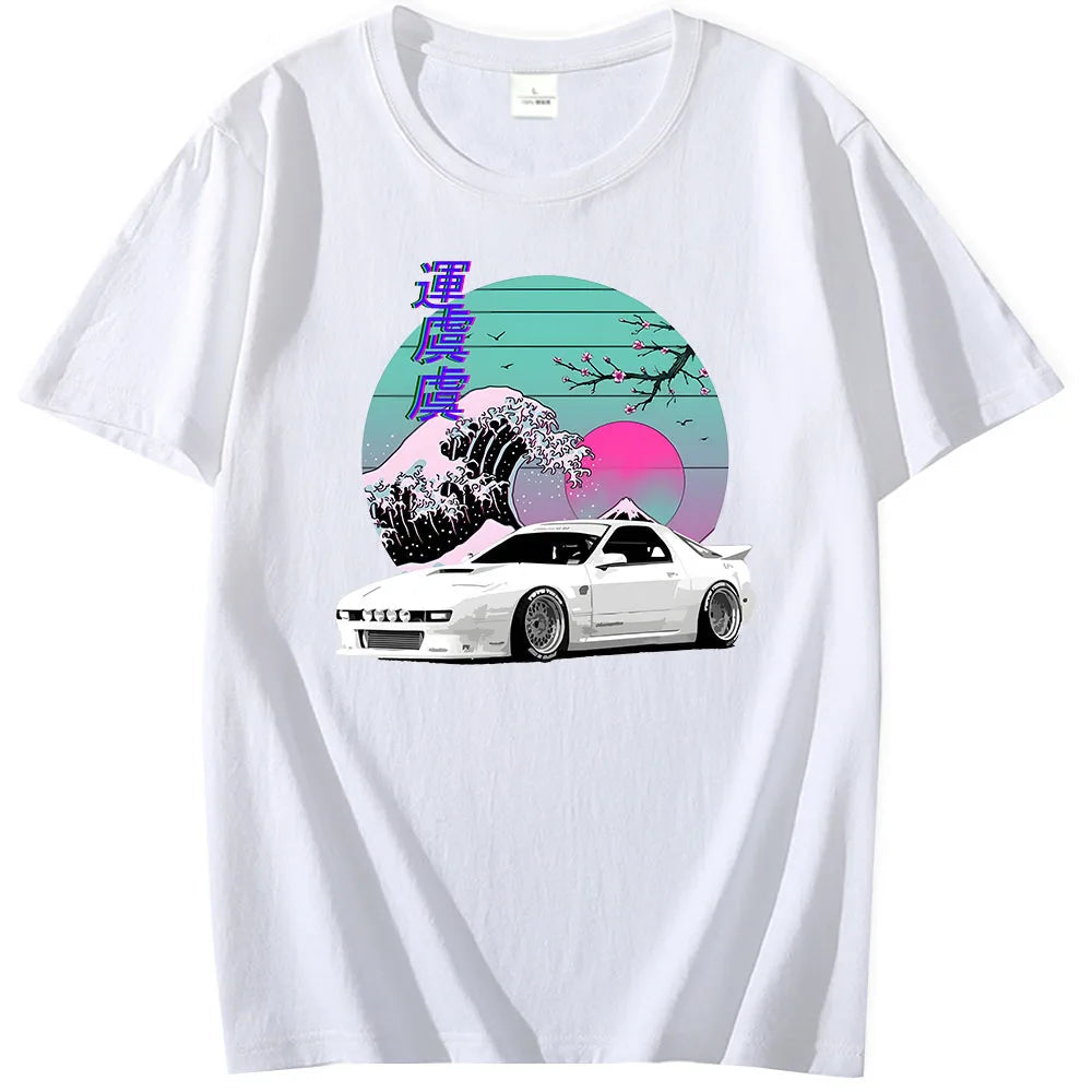 T-Shirt mit Auto-RX7-Aufdruck 