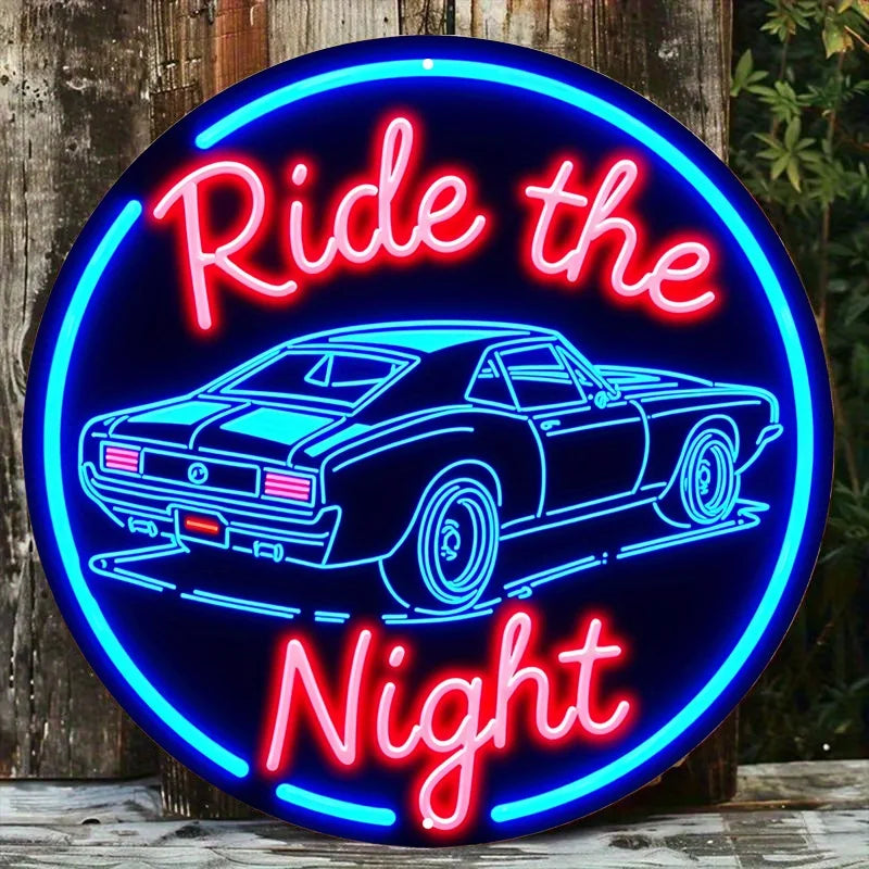 Ride the Night Vintage Car Neon Sign