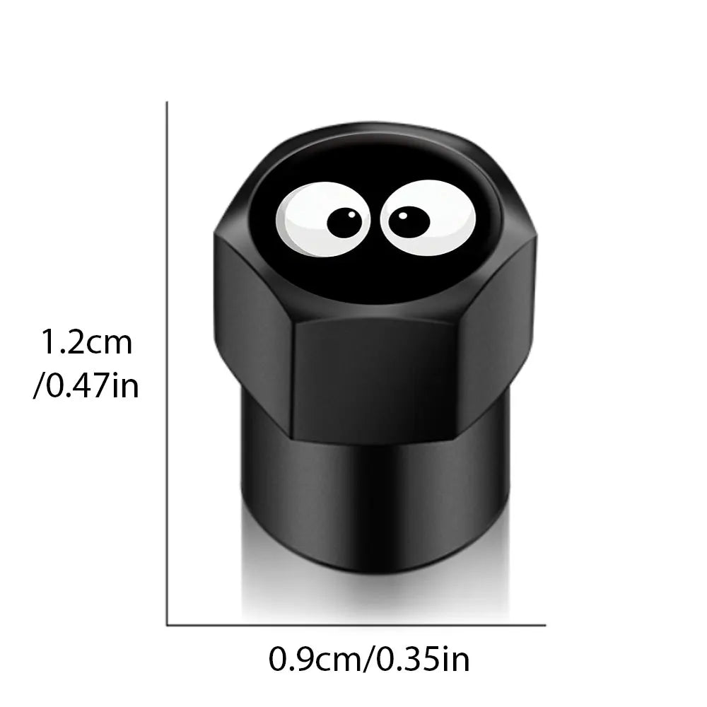 4PCS Car Valve Cap Cute Eyes Print 
