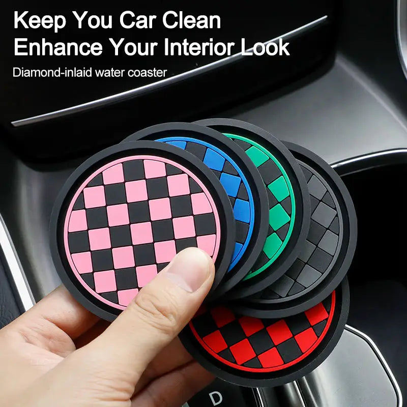Checkered Cup Holder Coasters