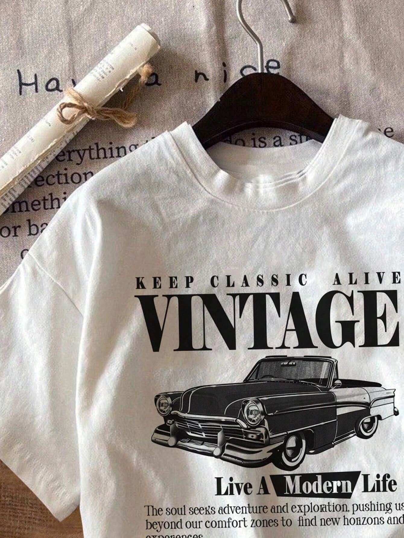 Straßenshirt mit Oldtimer-Print 