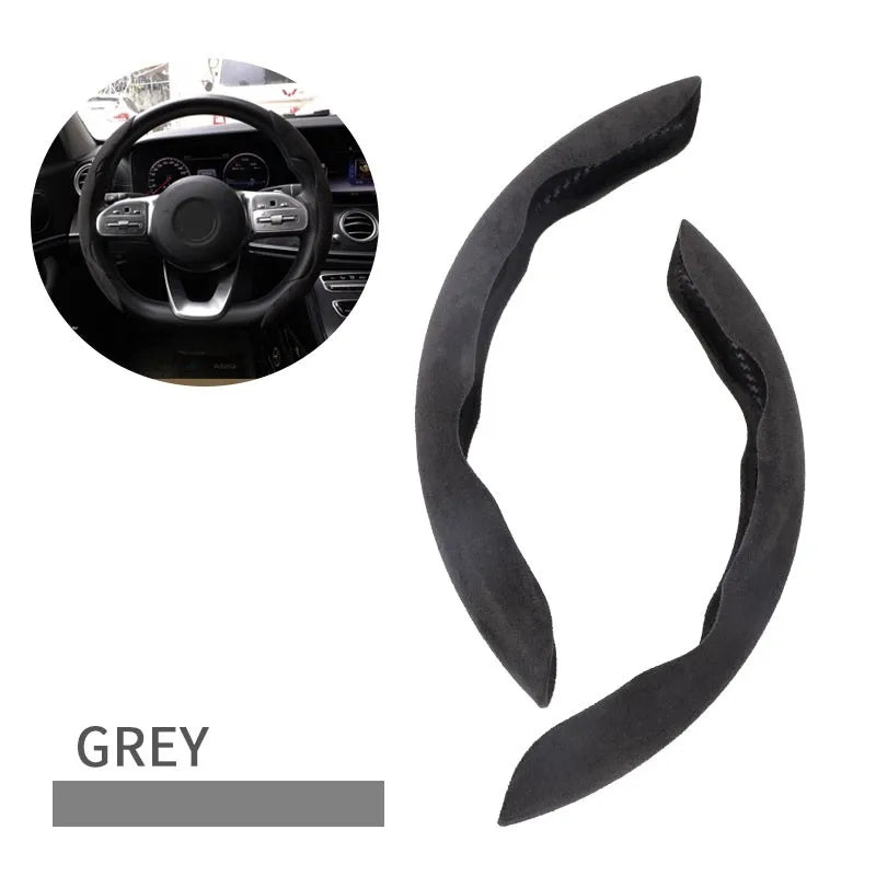 Suede / Nappa Leather Car Steering Wheel Cover 