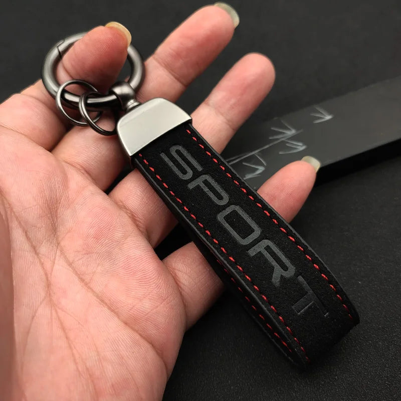 1. Luxury Black Leather Keychain