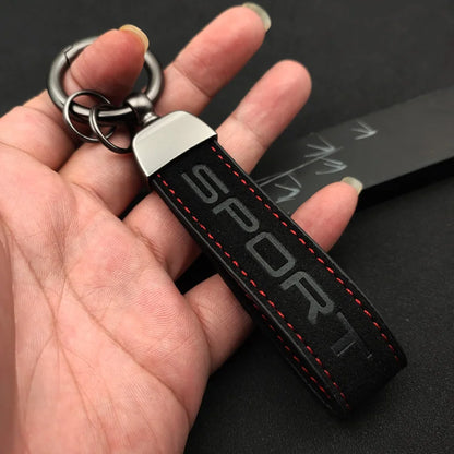 1. Luxury Black Leather Keychain