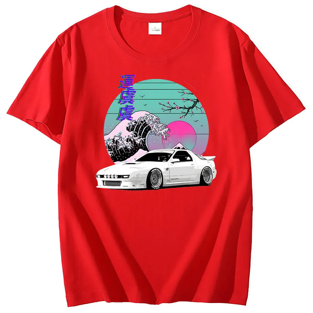T-Shirt mit Auto-RX7-Aufdruck 