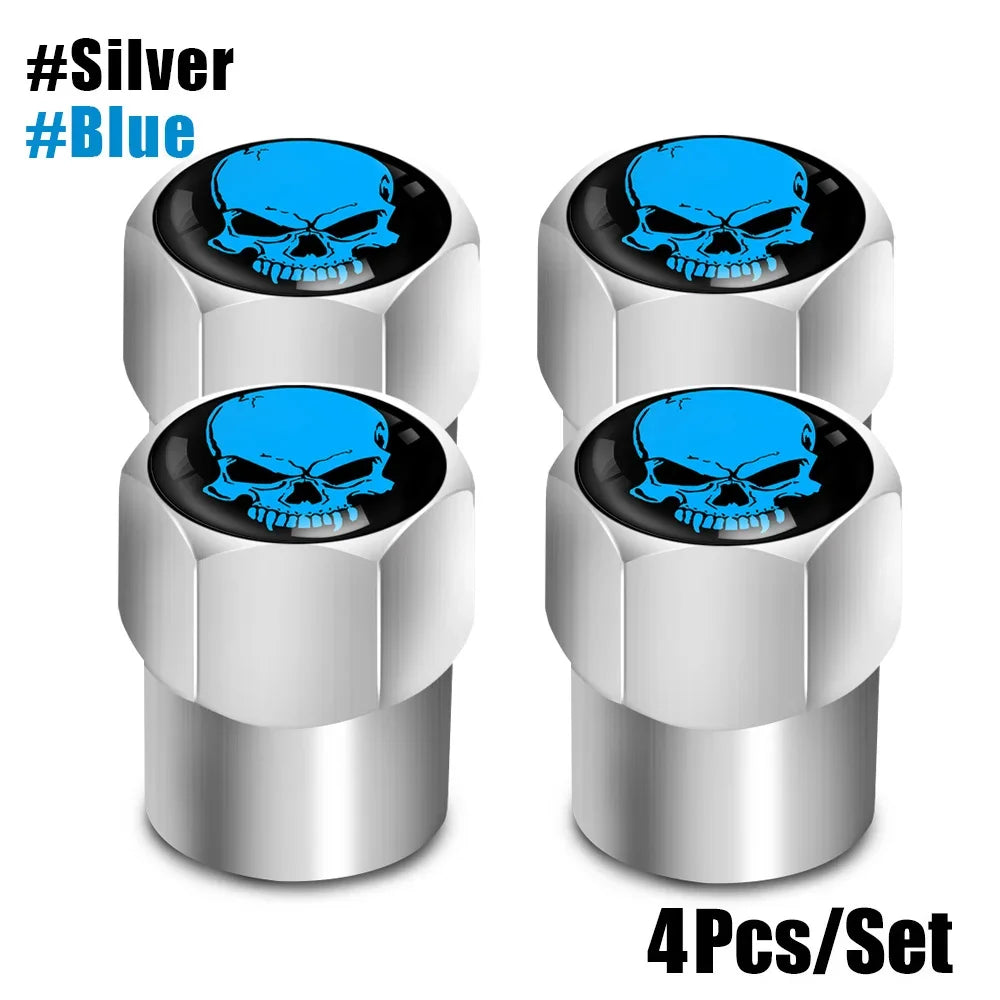 4Pcs/Set Skull Tire Valve Stem Caps