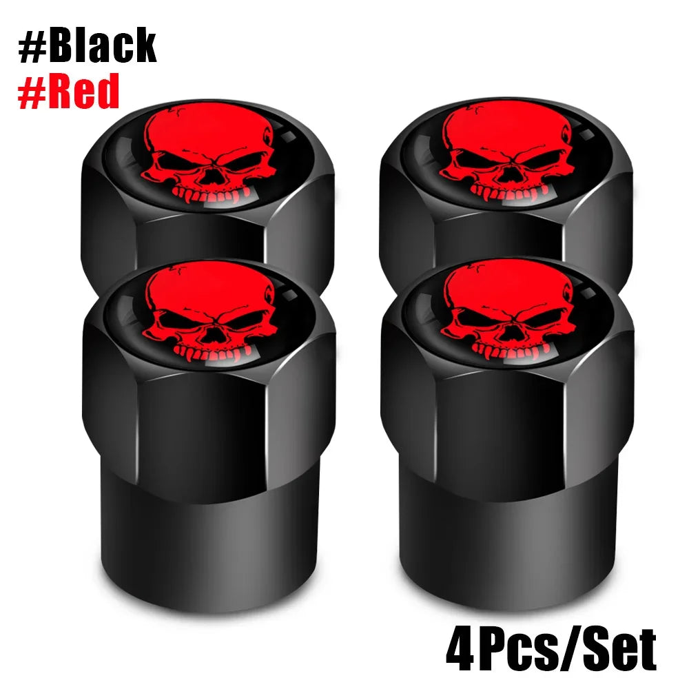 4Pcs/Set Skull Tire Valve Stem Caps