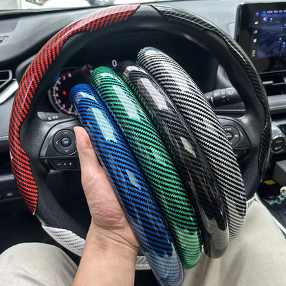 3PCS Car Steering Wheel Cover Carbon Fiber