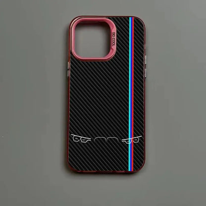 Custodia per iPhone in fibra di carbonio con luci per auto
