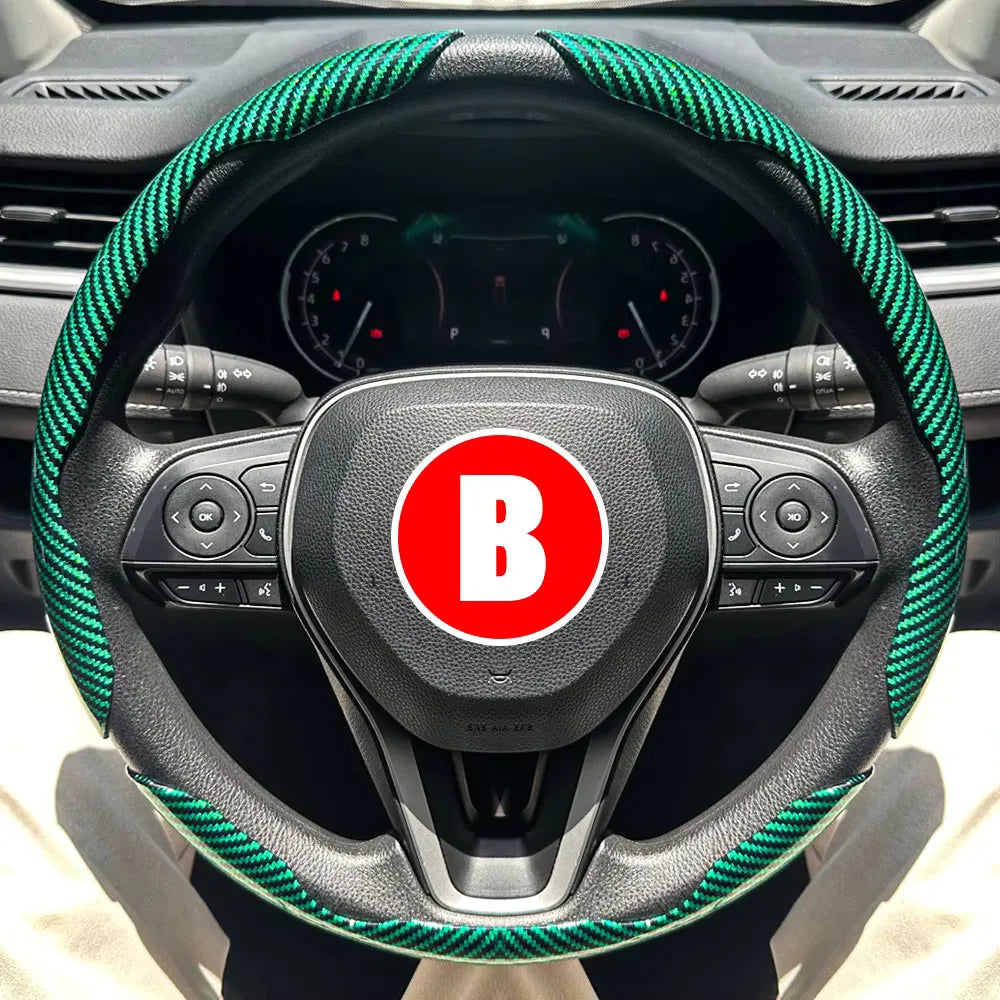 3PCS Car Steering Wheel Cover Carbon Fiber