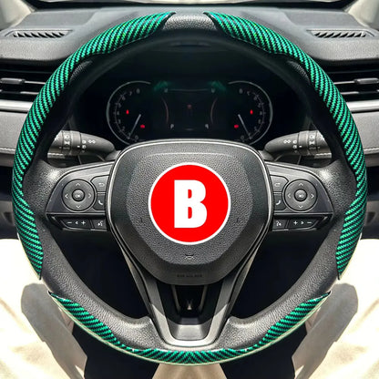3PCS Car Steering Wheel Cover Carbon Fiber