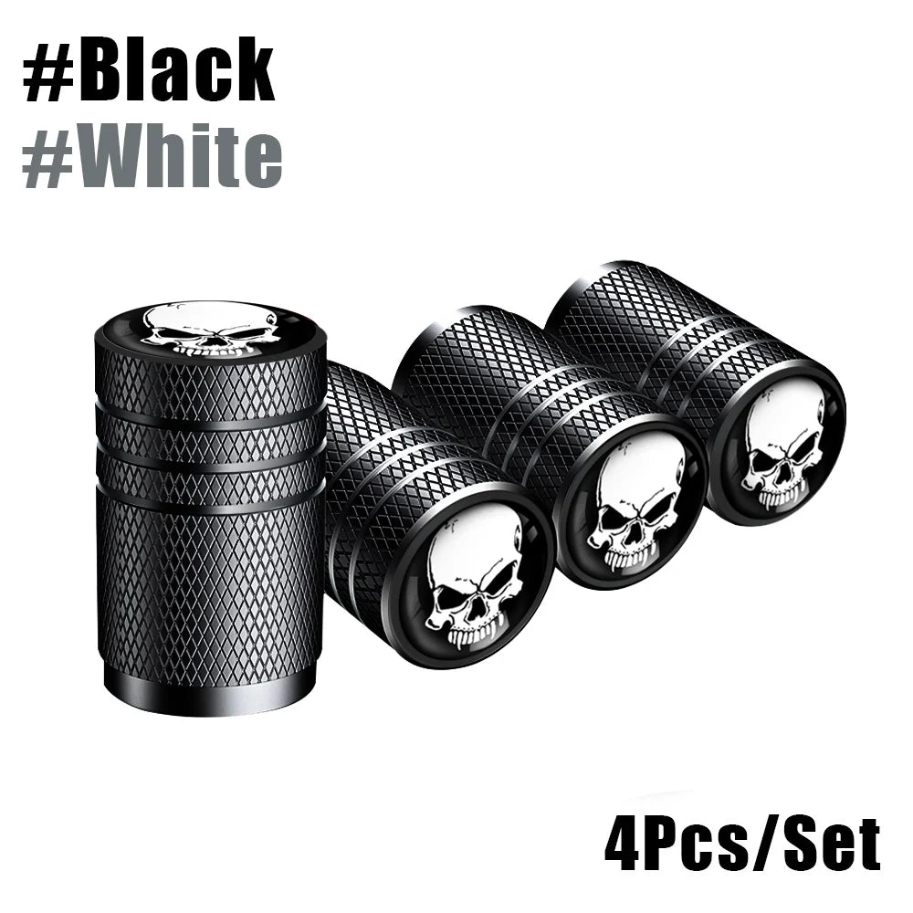4Pcs/Lot Skull Tire Valve Caps 
