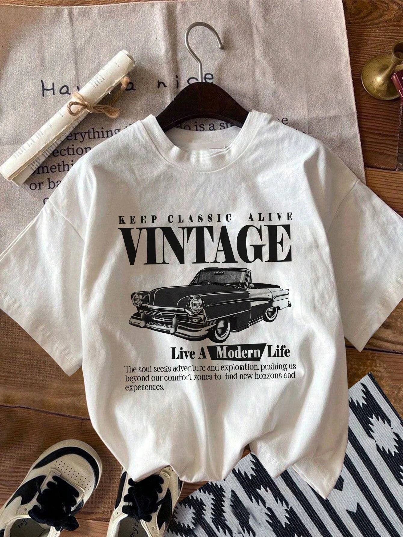 Straßenshirt mit Oldtimer-Print 