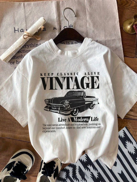 Vintage Car Print Street Shirt 