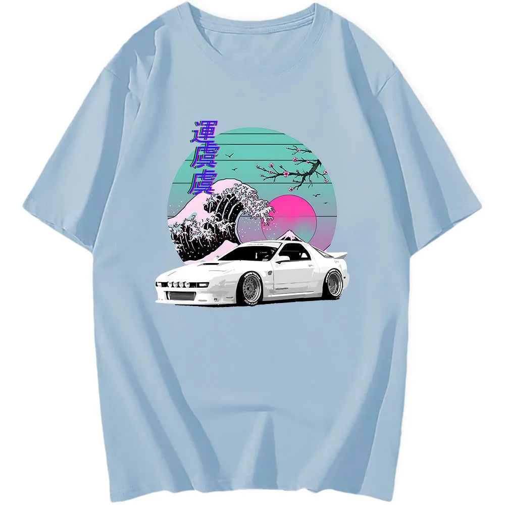 T-Shirt mit Auto-RX7-Aufdruck 