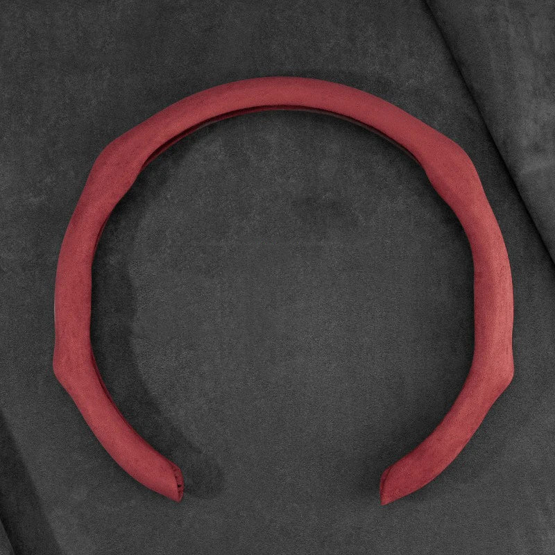 غطاء عجلة قيادة السيارة من الجلد السويدي الفاخر 5D 