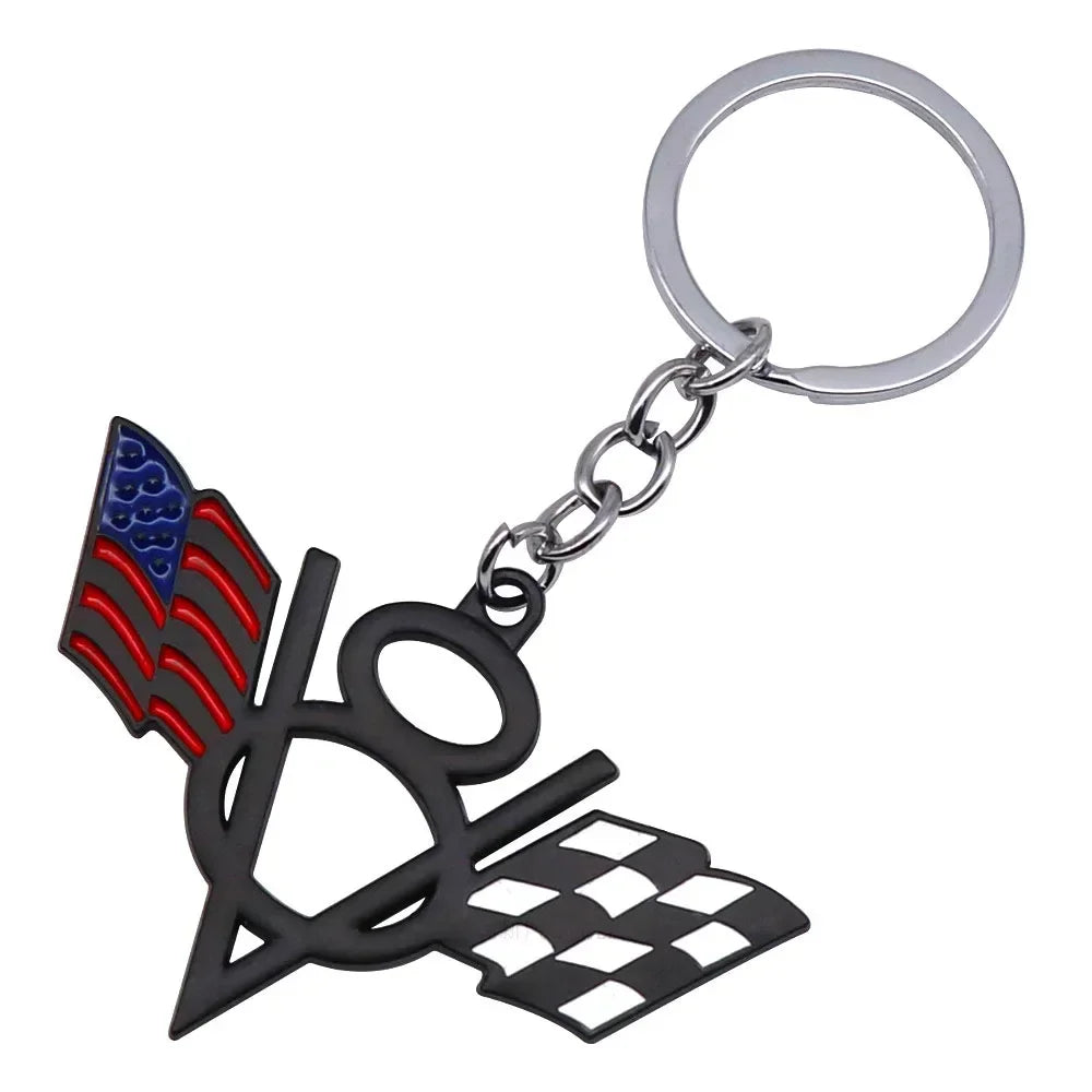 V8 Flag Metal Keychain 