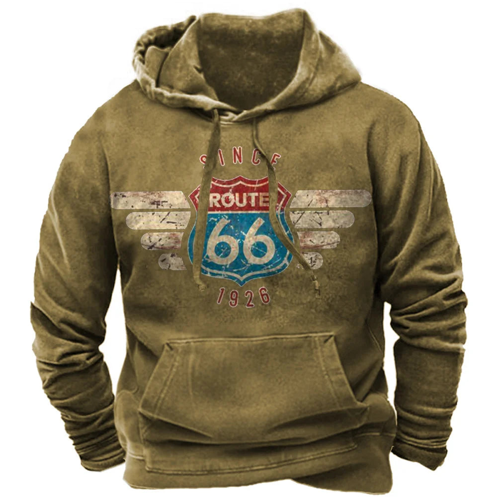 Vintage Route 66 Hoodie Pullover 