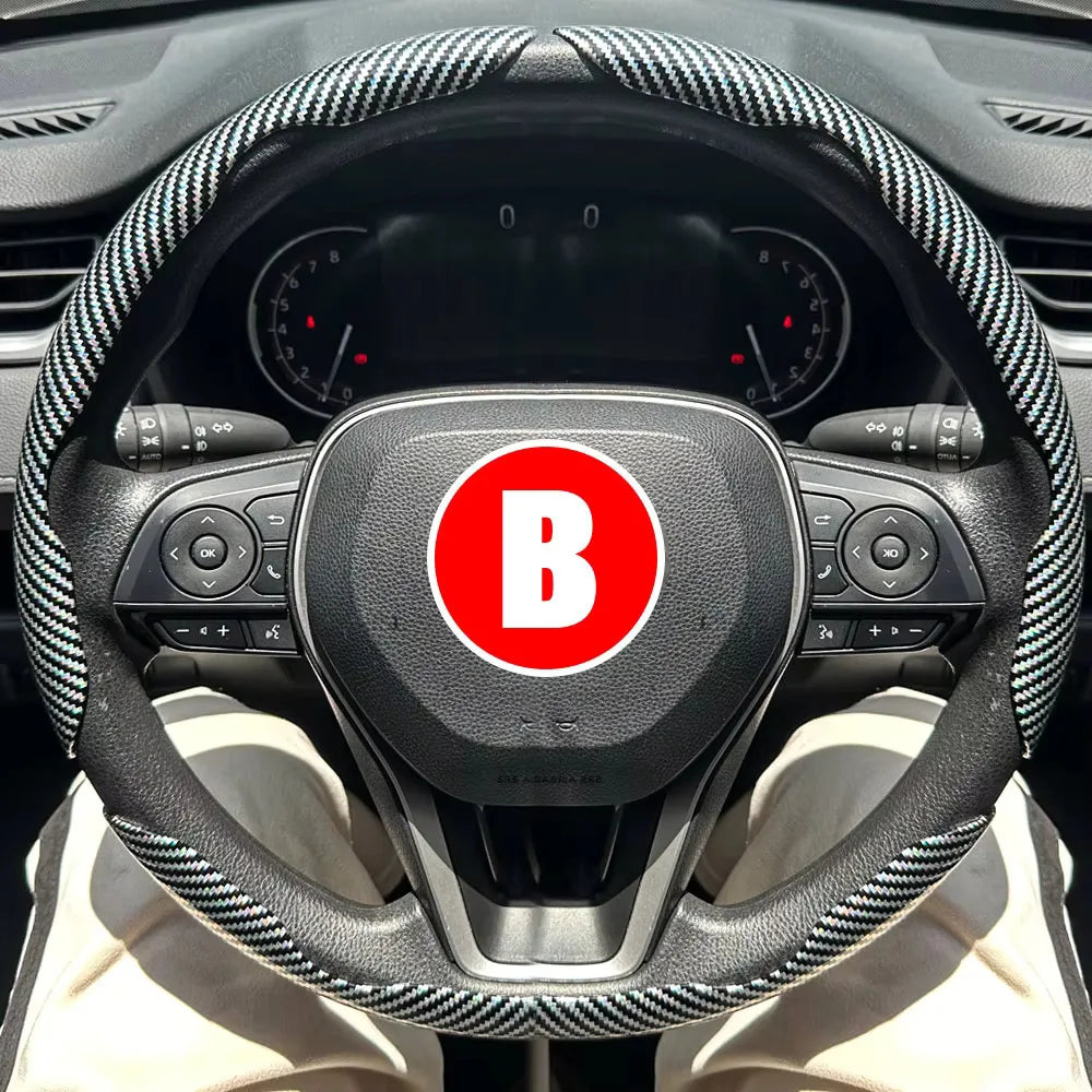 3PCS Car Steering Wheel Cover Carbon Fiber