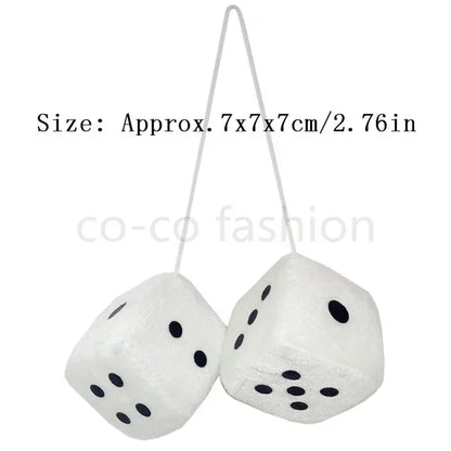 Plush Dice Car Mirror Hanger