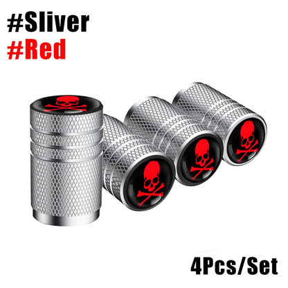 4Pcs/Lot Skull Tire Valve Caps 