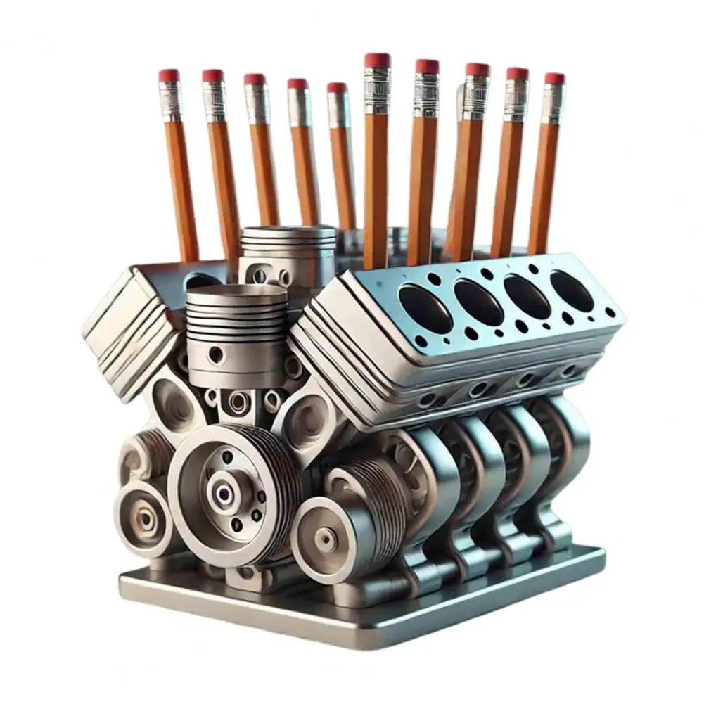 Pen Holder Resin V8 Car Engine 
