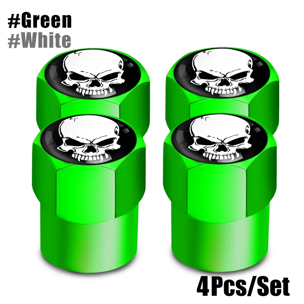 4Pcs/Set Skull Tire Valve Stem Caps