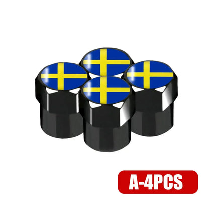 4 Pcs Sweden Flag Valve Caps 