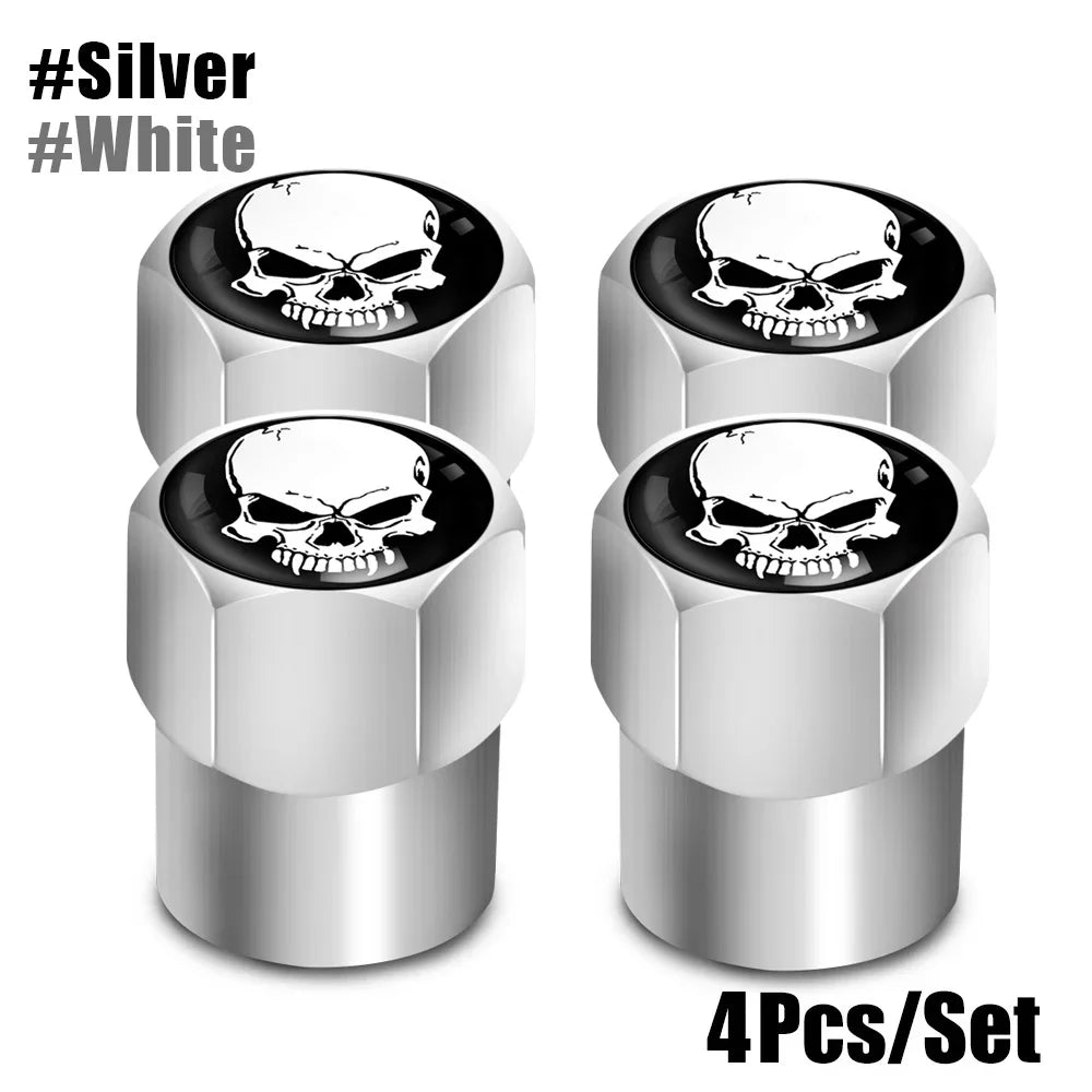 4Pcs/Set Skull Tire Valve Stem Caps