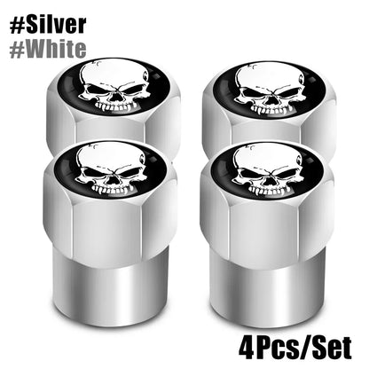 4Pcs/Set Skull Tire Valve Stem Caps