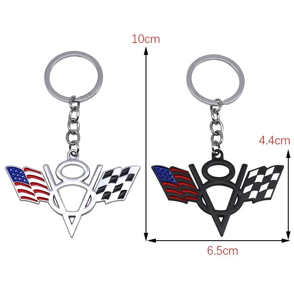 V8 Flag Metal Keychain 