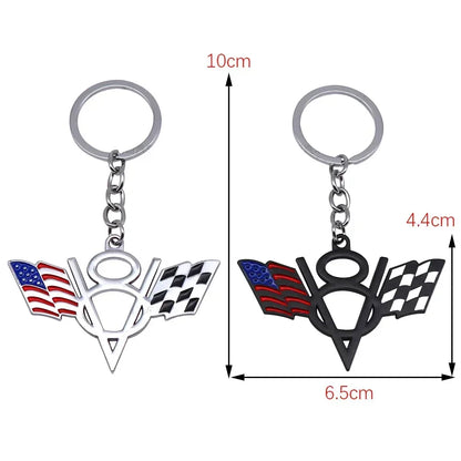 V8 Flag Metal Keychain 