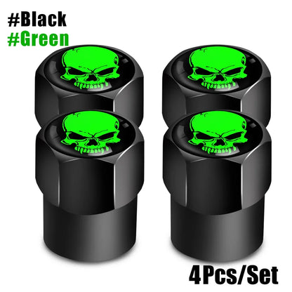4Pcs/Set Skull Tire Valve Stem Caps
