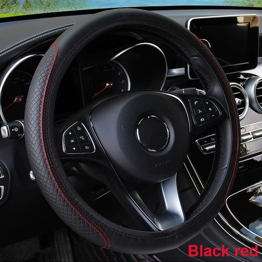 Diamond Pattern Leather Steering Wheel Cover