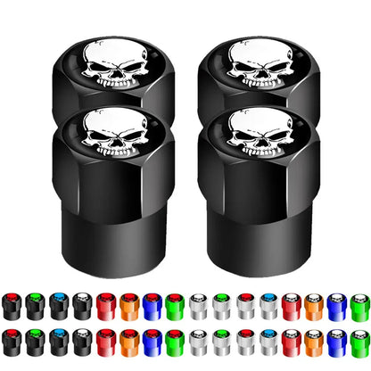4Pcs/Set Skull Tire Valve Stem Caps
