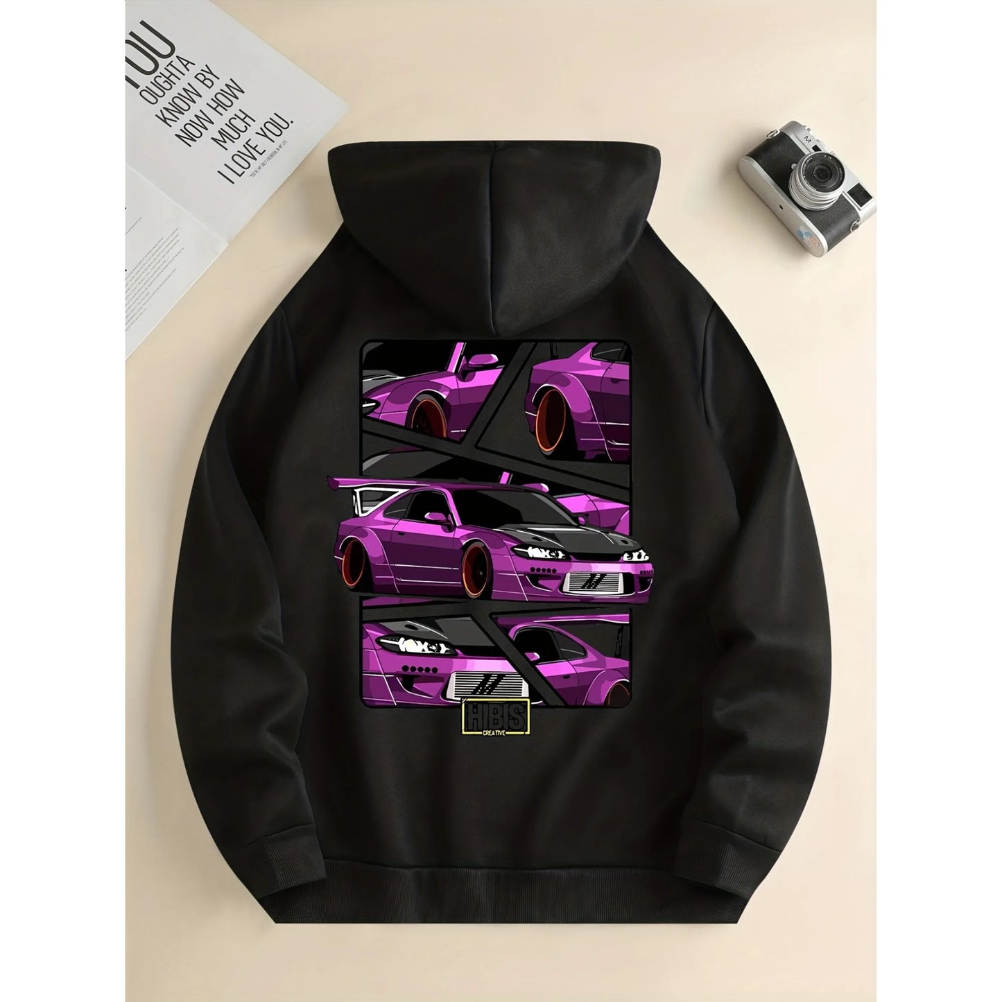 Sweat à capuche oversize Racing Graphic pour hommes