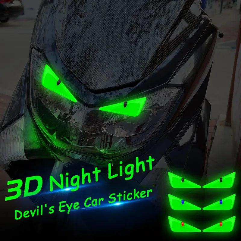 3D Luminous Vinyl Motorcycle Reflective Eyes 
