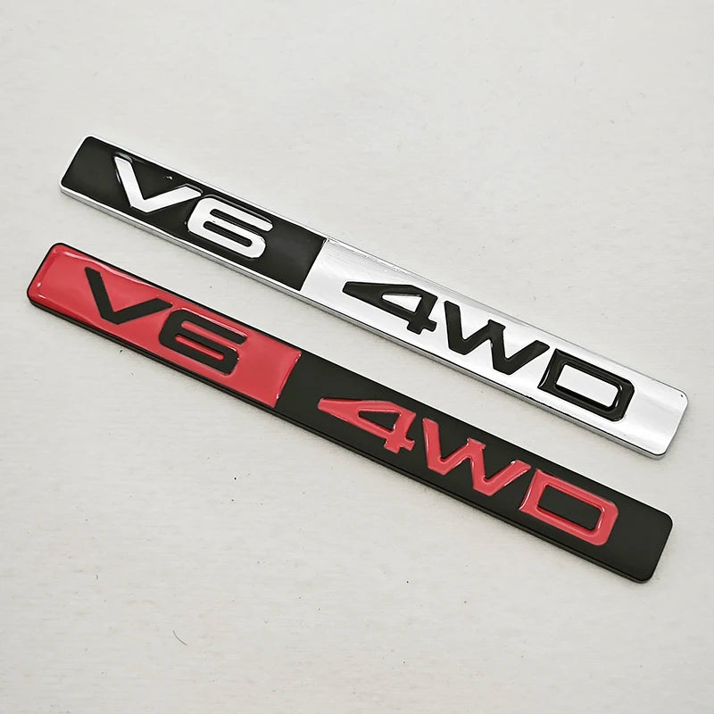 V6 4WD Logo Rear Trunk Badge