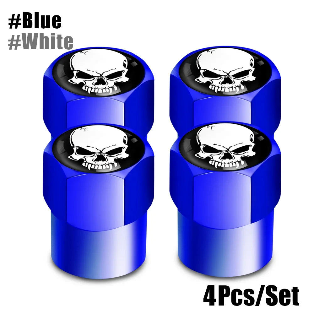 4Pcs/Set Skull Tire Valve Stem Caps