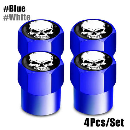4Pcs/Set Skull Tire Valve Stem Caps