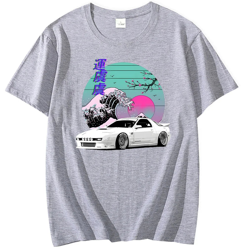 T-Shirt mit Auto-RX7-Aufdruck 