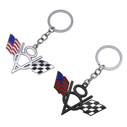 V8 Flag Metal Keychain 