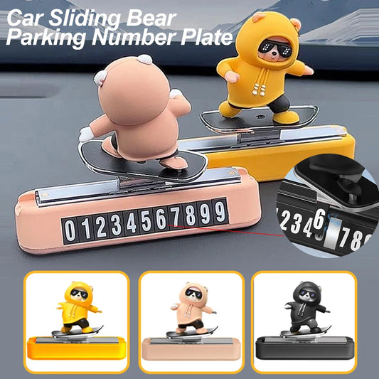 Sliding Bear Parking Number Plate
