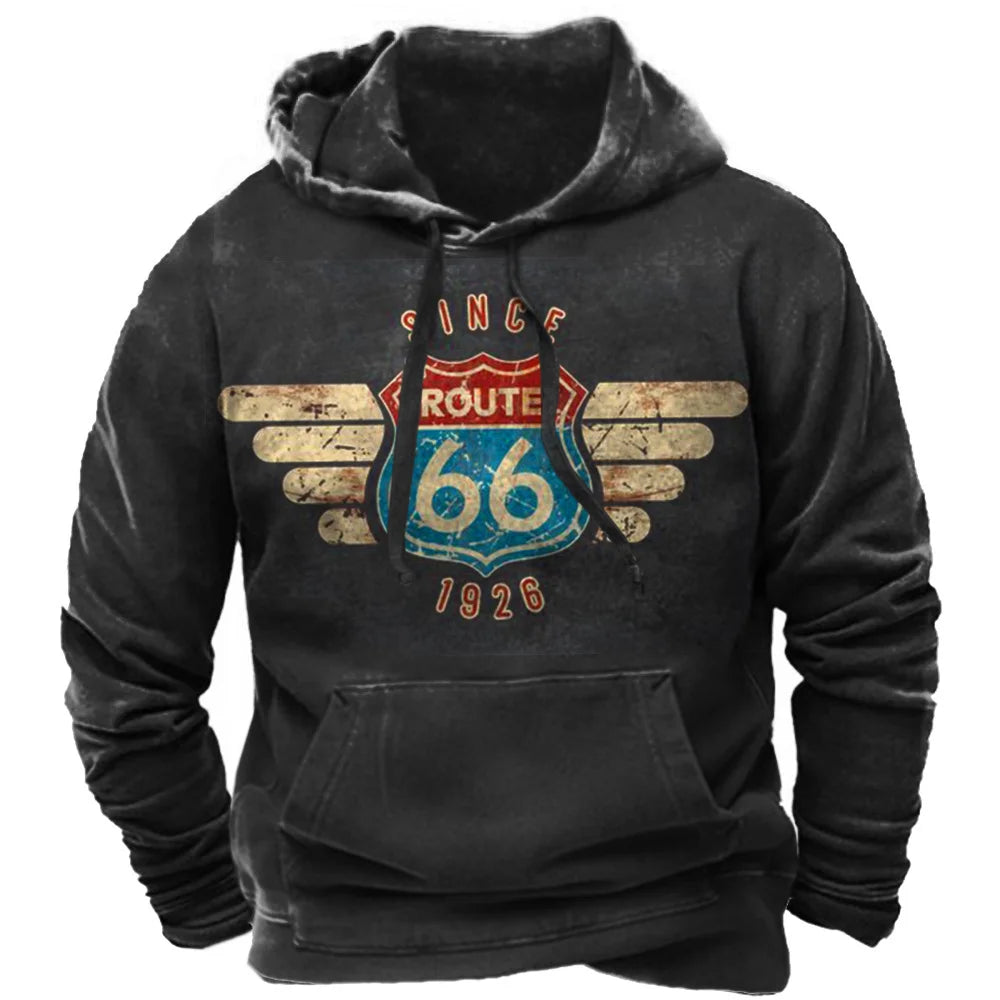 Vintage Route 66 Hoodie Pullover 