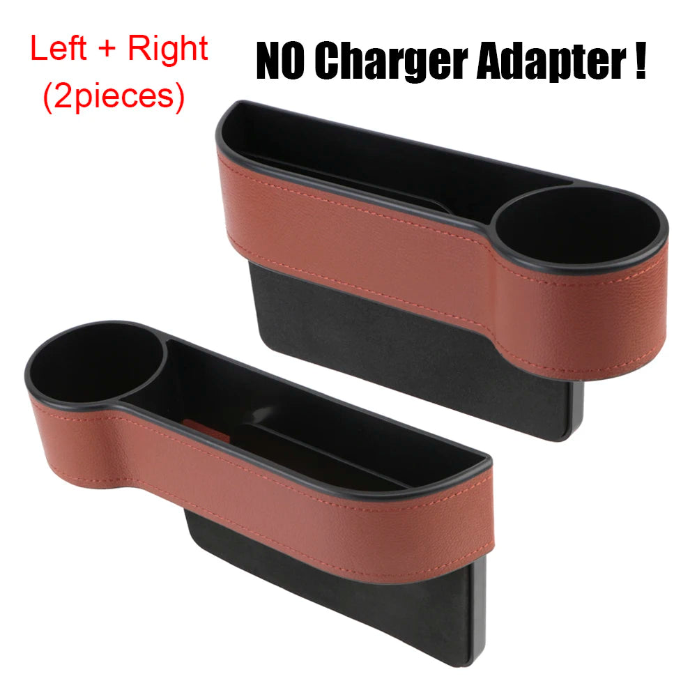 Car Seat Gap Storage Box with USB Charger 